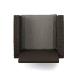 Bedrock 3pc Faux Wicker Chat Set With Fire Pit - Brown/Beige - Christopher Knight Home -Quality Garden Outdoor Store GUEST dc17e8eb cc7e 4698 9e16 cdb73789feba