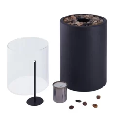 8.25"x19.25" Ventless Smokeless Glass & Black Metal Column Tabletop Fire Pit - Danya B. -Quality Garden Outdoor Store GUEST dcf21701 827f 4b54 bb18 13f178a5ae1c