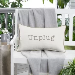 Indoor/Outdoor Unplug Embroidered Lumbar Throw Pillow - Sorra Home -Quality Garden Outdoor Store GUEST dd00ad3c 65b9 4f3f 91f2 30f0d1cdaf41