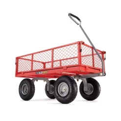 Gorilla Cart 800lbs. Capacity Heavy Duty Durable Steel Mesh Flatbed Garden Utility Wagon - Red