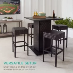 Best Choice Products 5-Piece Patio Wicker Bar Set W/ Built-In Bottle Opener, Hidden Storage Shelf, 4 Stools -Quality Garden Outdoor Store GUEST dd499ea2 630c 4923 a217 69a25be6977b