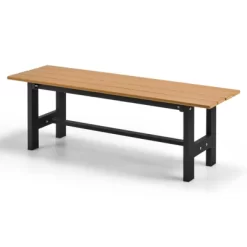 Costway 2PCS Outdoor HDPE Bench With Metal Frame 47'' X 14'' X 16'' For Yard Garden Brown/Black/Gray -Quality Garden Outdoor Store GUEST de1d13f1 3f0b 439a 8d90 cb17742089de