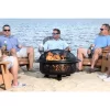 Endless Summer Round Wood Burning Outdoor Fire Pit With Geometric Design Brown