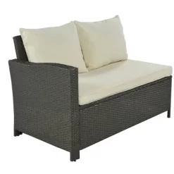 6pc Outdoor Wicker Set With Loveseats, Sofa, Chair, Coffee Table & Bench - Beige - GODEER -Quality Garden Outdoor Store GUEST df37c63e 8cb1 4563 9069 a47632b446bf