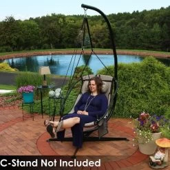 Sunnydaze Decor Sunnydaze Outdoor Olefin Hanging Hammock Chair Swing With Armrests, Side Pouch, Pillow, And Footrest - Beige -Quality Garden Outdoor Store GUEST df680c70 8aec 4cca a736 d18b3d6fba74