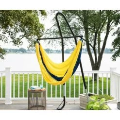 Ceara 3 Bar Hammock Swing Chair - Yellow/Blue - Sol Living 5 Ceara 3 Bar Hammock Swing Chair - Yellow/Blue - Sol Living -Quality Garden Outdoor Store GUEST df89f6a9 8631 431e 84b3 11b4588ce359