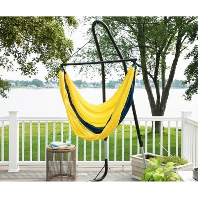 Ceara 3 Bar Hammock Swing Chair - Yellow/Blue - Sol Living 3 Ceara 3 Bar Hammock Swing Chair - Yellow/Blue - Sol Living - Image 3