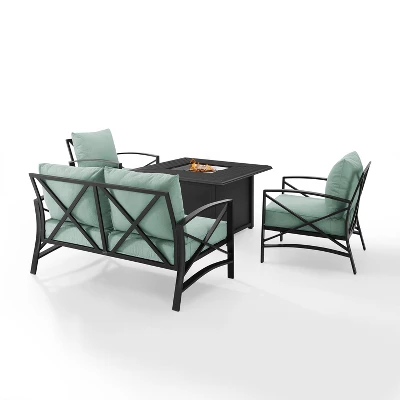 Kaplan 4pc Outdoor Conversation Set With Dante Fire Table - Mist - Crosley 2 Kaplan 4pc Outdoor Conversation Set With Dante Fire Table - Mist - Crosley - Image 2