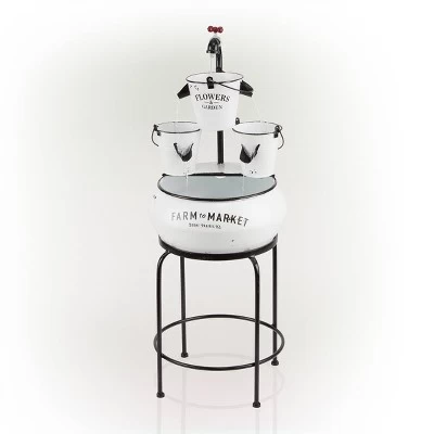 36" Buckets With Faucet Tabletop Fountain White - Alpine Corporation 3 36" Buckets With Faucet Tabletop Fountain White - Alpine Corporation - Image 3