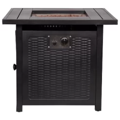 Flash Furniture Outdoor 50,000 BTU Black 28"Square Metal Fire Pit Table With Lid And Lava Rock -Quality Garden Outdoor Store GUEST e0618634 4853 46a2 a73c 05195e8ccf42