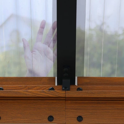 Aoodor Gazebo Polycarbonate Roof, Wooden Print Aluminum Frame With Mosquito Netting And Curtain 8 Aoodor Gazebo Polycarbonate Roof, Wooden Print Aluminum Frame With Mosquito Netting And Curtain - Image 8