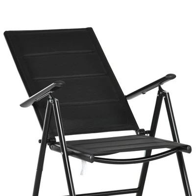 Outsunny 9-Piece Patio Dining Set For 8, Expandable Outdoor Table, Folding And Reclining Padded High Back Chairs, Aluminum Frames, Mesh Seats, Black 5 Outsunny 9-Piece Patio Dining Set For 8, Expandable Outdoor Table, Folding And Reclining Padded High Back Chairs, Aluminum Frames, Mesh Seats, Black - Image 5