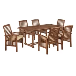 7pc Acacia Wood Patio Dining Set With Cushions - Saracina Home -Quality Garden Outdoor Store GUEST e337eac1 6660 4fee 8206 29a97ef71e04