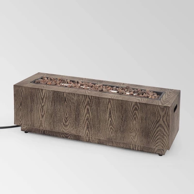 Wellington 48" Rectangular Iron Gas Fire Pit With Tank Holder - Brown - Christopher Knight Home 12 Wellington 48" Rectangular Iron Gas Fire Pit With Tank Holder - Brown - Christopher Knight Home - Image 12