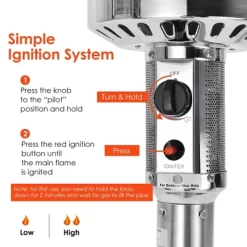 Costway 48000 BTU Stainless Steel Propane Patio Standing LP Gas Heater W/ Wheels -Quality Garden Outdoor Store GUEST e46d2179 ee6c 4978 9120 68bdf718b1ee