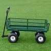 Costway Heavy Duty Lawn Garden Utility Cart Wagon Wheelbarrow Steel Trailer