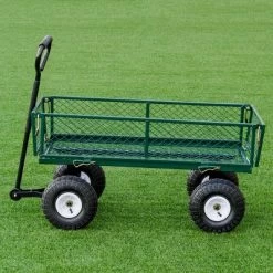 Costway Heavy Duty Lawn Garden Utility Cart Wagon Wheelbarrow Steel Trailer