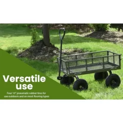Juggernaut Carts GW3418-GR Heavy Duty Steel Frame 400 Pound Load Capacity Outdoor Utility Garden Wagon With Pneumatic Tires, Green Finish -Quality Garden Outdoor Store GUEST e52627e8 2acb 46f3 a424 f80eaba55826
