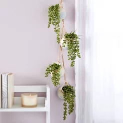 Farmlyn Creek 4 Piece Small Ceramic Window Hanging Planters For Fence, 4 Inch Pots For Succulents, Indoor, Outdoor Flowers