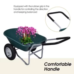 Costway 2 Tire Wheelbarrow Cart Heavy-duty Dolly Utility Cart Green 14 Costway 2 Tire Wheelbarrow Cart Heavy-duty Dolly Utility Cart Green -Quality Garden Outdoor Store GUEST e549bd36 0d10 4dde 9fe2 d980c4288139