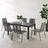 Fenton 7pc Outdoor Wicker/Metal Dining Set - Gray/Matte Black - Crosley