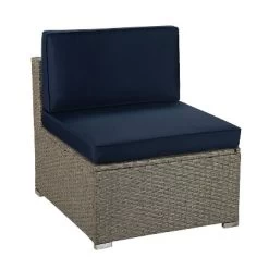 6pc Outdoor Rattan Wicker Set With Sectional, Chairs, Accent Table & Ottoman - Gray/Navy - GODEER -Quality Garden Outdoor Store GUEST e5adb67b d8cd 480e 8b5f 2a2478241ab0