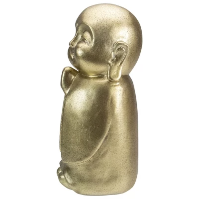 Northlight 11.5" Golden Buddhist Monk Outdoor Garden Statue 2 Northlight 11.5" Golden Buddhist Monk Outdoor Garden Statue - Image 2