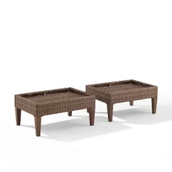 Capella 2pk Outdoor Wicker Ottomans - Cream/Brown - Crosley -Quality Garden Outdoor Store GUEST e6ae4141 5f02 4bfc aea7 54caef132b7c