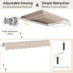 Costway Retractable Patio Awning Aluminum Deck Sunshade Shelter Outdoor Beige -Quality Garden Outdoor Store GUEST e722ad3e 2372 426a 89a5 0f1a24990ec8