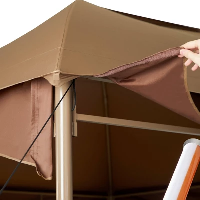 10' X 12' Outdoor Garden Gazebo With Skirts Tent Canopy Beige - Captiva Designs 1 10' X 12' Outdoor Garden Gazebo With Skirts Tent Canopy Beige - Captiva Designs