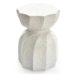 LuxenHome Off White With Gray Cement Hourglass Side Table -Quality Garden Outdoor Store GUEST e7d8e7f1 d4e2 4079 9f41 94121e68058f