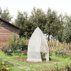 Outsunny 55" X 55" X 71" PE Greenhouse, Portable Hot House For Plants With Zippered Door For Outdoor Garden, Or Patio, White