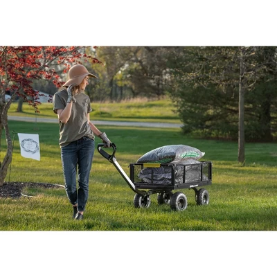 Gorilla Cart GCG-900 4 Cubic Feet 900 Pound Capacity Heavy Duty Durable Steel Utility Wagon Cart With 2 In 1 Towing Handle And Removable Sides, Gray 3 Gorilla Cart GCG-900 4 Cubic Feet 900 Pound Capacity Heavy Duty Durable Steel Utility Wagon Cart With 2 In 1 Towing Handle And Removable Sides, Gray - Image 3
