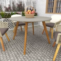 Small Round Concrete Outdoor End Table - Gray - Olivia & May 16 Small Round Concrete Outdoor End Table - Gray - Olivia & May -Quality Garden Outdoor Store GUEST e9037821 a379 4f77 ba48 f48bb68ee51b