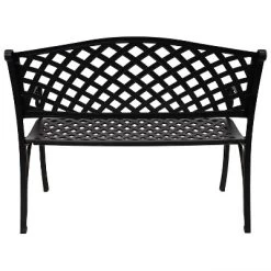 Sunnydaze Decor Sunnydaze 2-Person Checkered Design Cast Aluminum Outdoor Patio Bench, Black 19 Sunnydaze Decor Sunnydaze 2-Person Checkered Design Cast Aluminum Outdoor Patio Bench, Black -Quality Garden Outdoor Store GUEST e9199545 614a 45fa bc83 71bf1ec2dd99