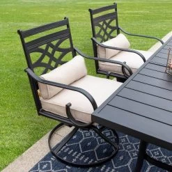 Captiva Designs 7pc Steel Outdoor Patio Dining Set With Swivel Chairs & Cushions Black -Quality Garden Outdoor Store GUEST e9573526 3b65 4bae 8592 96556683394c