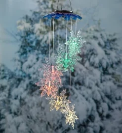 Plow & Hearth - Solar Powered Snowflakes - Holiday Mobile Yard Decor