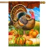 Turkey And Pumpkins Fall House Flag Thanksgiving Farm Autumn 28" X 40" Briarwood Lane