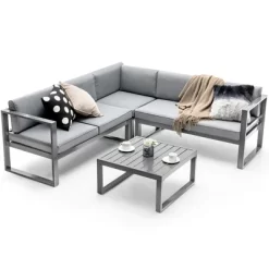 Costway 4PCS Patio Furniture Set Aluminum Frame Loveseat Coffee Table Cushions Deck Grey 17 Costway 4PCS Patio Furniture Set Aluminum Frame Loveseat Coffee Table Cushions Deck Grey -Quality Garden Outdoor Store GUEST e9ca0b1c 1eee 4abe 9c76 4a671c9ae27a