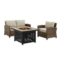 Crosley 3pc Bradenton Steel Outdoor Patio Fire Pit Furniture Set Tan/Brown -Quality Garden Outdoor Store GUEST e9f3227b 1729 4486 9d63 511e37ee3876