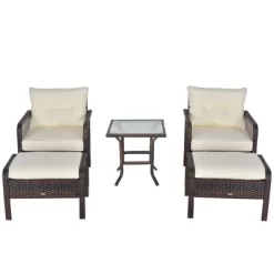 Outsunny 5-Piece Wicker Patio Armchair Set With Ottoman, Outdoor PE Rattan Furniture Set With Comfortable Zippered Cushions & Weather-Fighting Build -Quality Garden Outdoor Store GUEST e9fea52c f1f1 4074 b3c6 ba775bc298bb