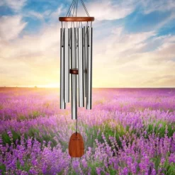 Woodstock Wind Chimes Signature Collection, Woodstock Wind Chimes Of Comfort, 24'' Silver Wind Chime WCOC