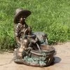 Sunnydaze Decor Sunnydaze Outdoor Polyresin Boy With Dog Solar Powered Water Fountain Feature With LED Light - 15" - Light Brown