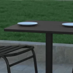 Emma And Oliver 23.5'' Square Aluminum Indoor-Outdoor Table With Base -Quality Garden Outdoor Store GUEST ec0015e0 f3f2 4a74 bc13 8f2a4810b425