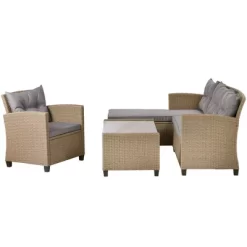 4pc Wicker Patio Conversation Set With Cushions - Beige/Brown - GODEER 27 4pc Wicker Patio Conversation Set With Cushions - Beige/Brown - GODEER -Quality Garden Outdoor Store GUEST ec6f718f a155 4702 a34c 3b30f9f54892