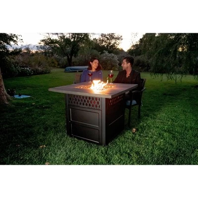 Endless Summer The Harris 38" Square LP Gas Outdoor Fire Pit With Faux Wood Mantel Brown 3 Endless Summer The Harris 38" Square LP Gas Outdoor Fire Pit With Faux Wood Mantel Brown - Image 3