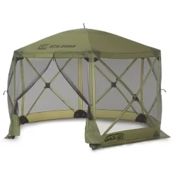 CLAM Quick Set Escape 12 X 12 Foot Portable Pop Up Outdoor Camping Gazebo Canopy Shelter Tent With Carry Bag And Wind Panels (2 Pack), Green