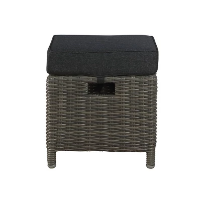 Asti Wicker Outdoor 15" Square Ottomans With Cushions - Gray - Alaterre Furniture 3 Asti Wicker Outdoor 15" Square Ottomans With Cushions - Gray - Alaterre Furniture - Image 3