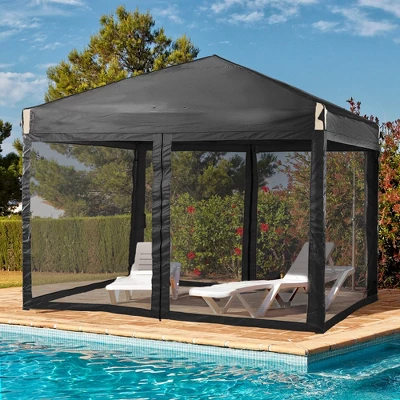 Aoodor 10' X 10' Pop Up Canopy Tent With Removable Mesh Sidewalls, Portable Instant Shade Canopy With Roller Bag 2 Aoodor 10' X 10' Pop Up Canopy Tent With Removable Mesh Sidewalls, Portable Instant Shade Canopy With Roller Bag - Image 2