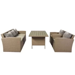 4pc Outdoor Wicker Conversation Set With Cushions - Gray - GODEER -Quality Garden Outdoor Store GUEST edd41983 e29d 43af bfdb f0053135e3f1